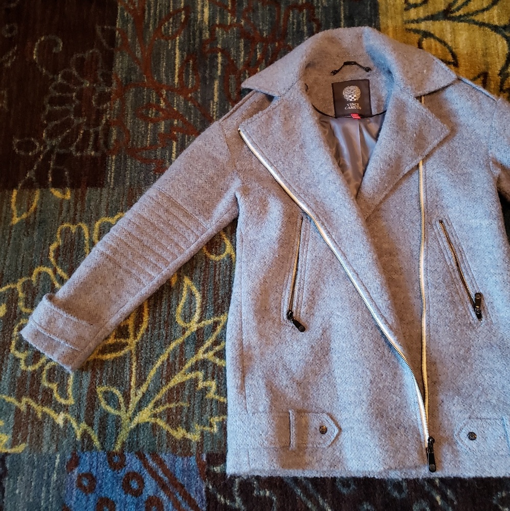 VINCE Sky Blue Moto Coat